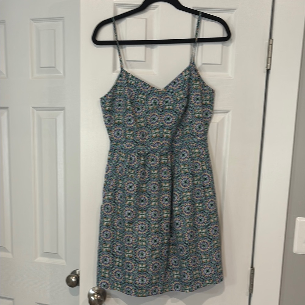 J. Crew Gray and White Spaghetti Strap Mini Sundress